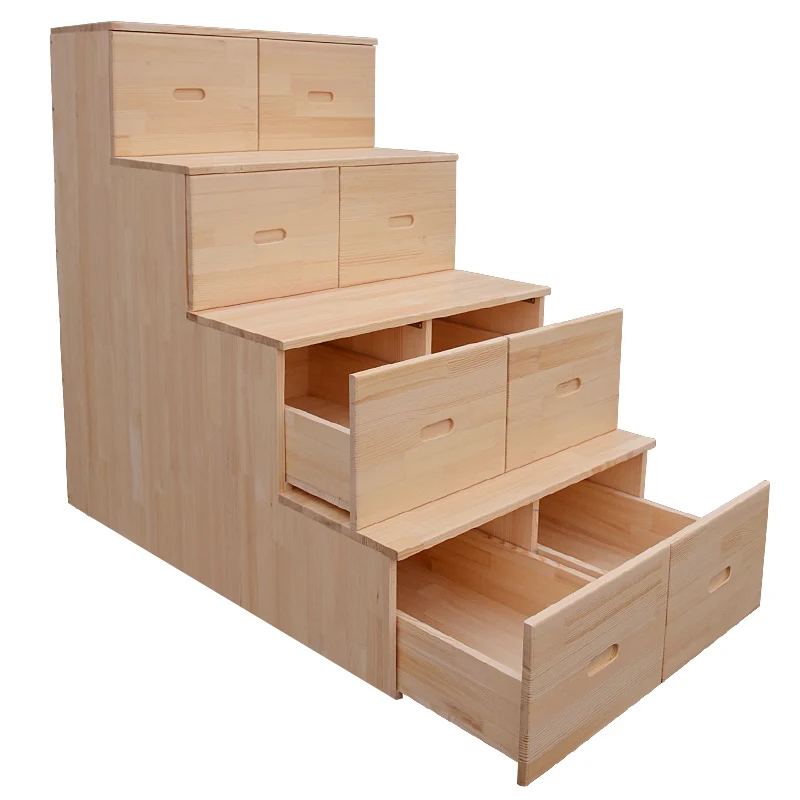 Multifunctional solid wood ladder cabinet drawer type combination locker stairs lofi loft pine storage climbing multi-step