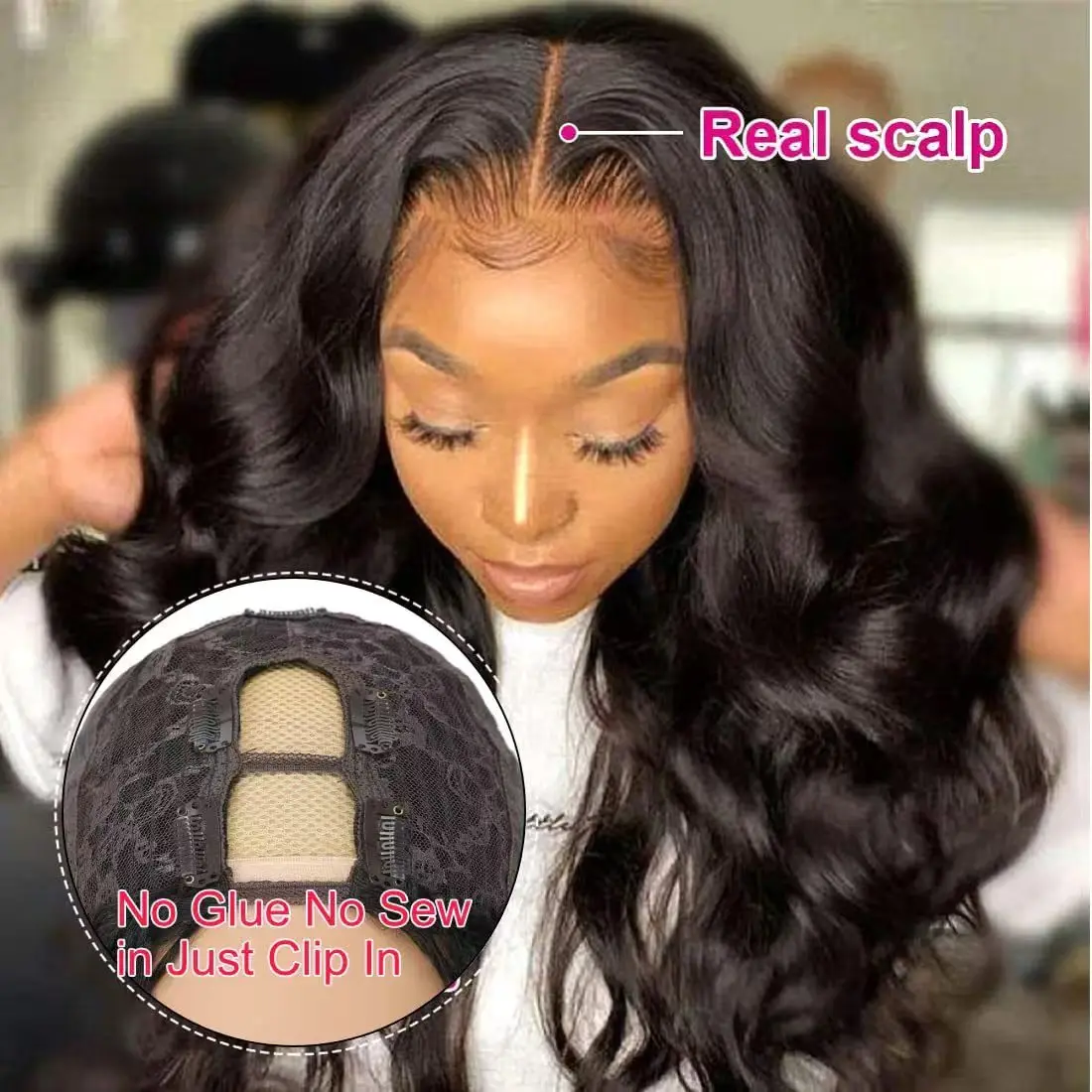 MISS ROLA No Leave Out U Part Human Hair Wig Beginner Friendly Body Wave Machine Made Wigs Clip In Glueless Wig V Shape Wig