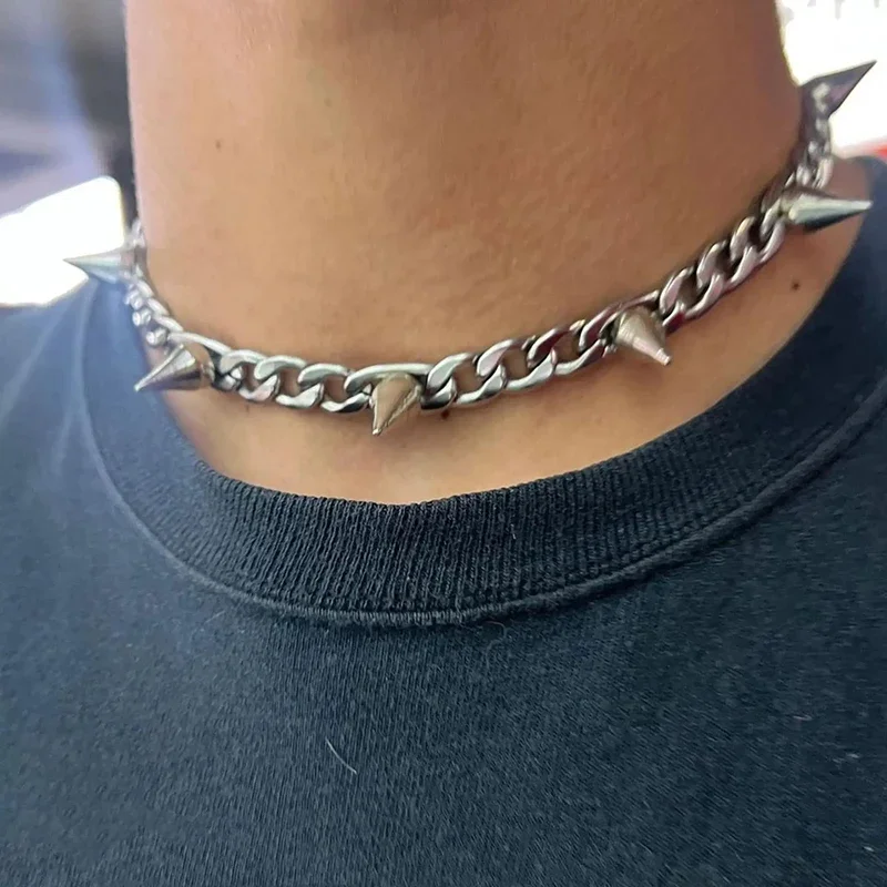 Hip-hop metal rebite pingente colar para mulheres homens punk rock gótico moda colar charme 90s jóias estéticas presente