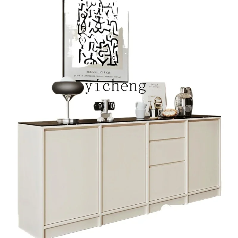 

rock slab dining side cabinet living room wall locker white small tea cabinet