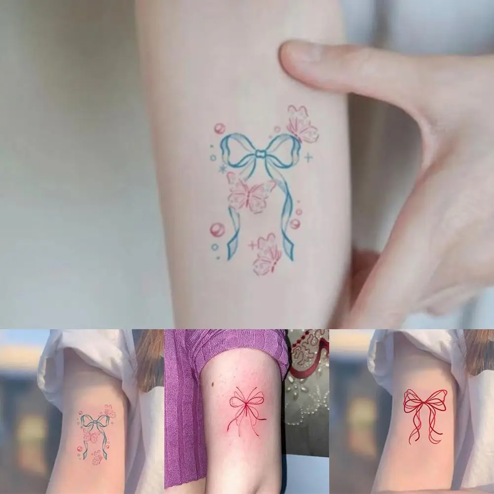 

New 2026 Dark Bow Faux Tatouage Stickers Temporary Women Sexy Transferable Tattoo Body Art Waterproof Long Lasting Thigh Tattoo