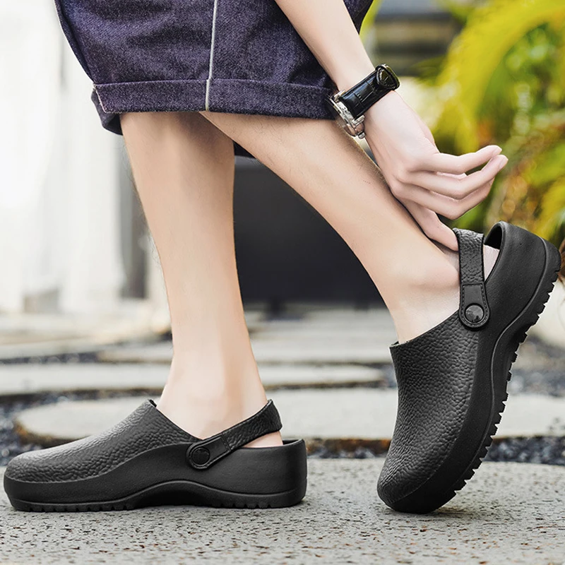 Pallene New Men's Chef Shoes Non-slip Wear-Resistant Doctor Surgical Shoes Waterproof Odorproof Sandals EVA Comfortable Slippers