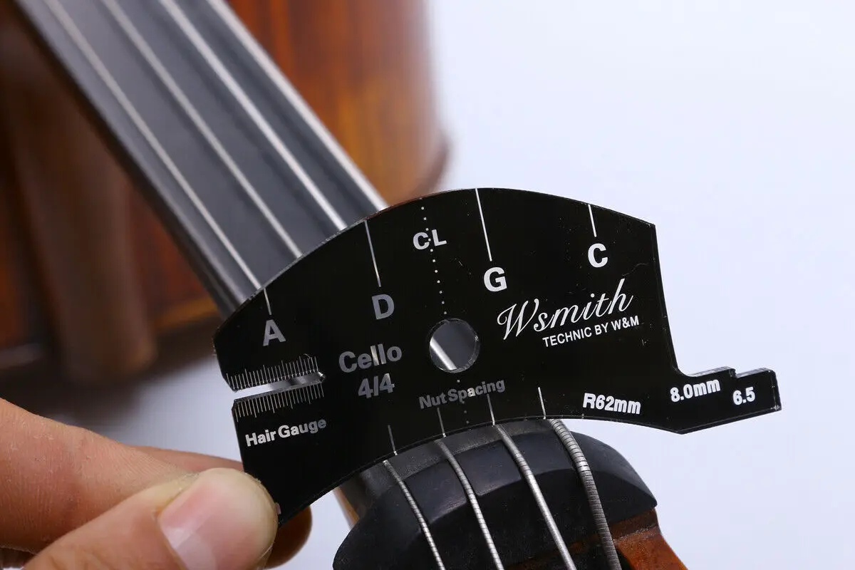 

Cello BRIDGE SHAPING TOOL STRING SPACING MARKER & BOW RE-HAIR GAUGE Cello Nut Cello parts tool