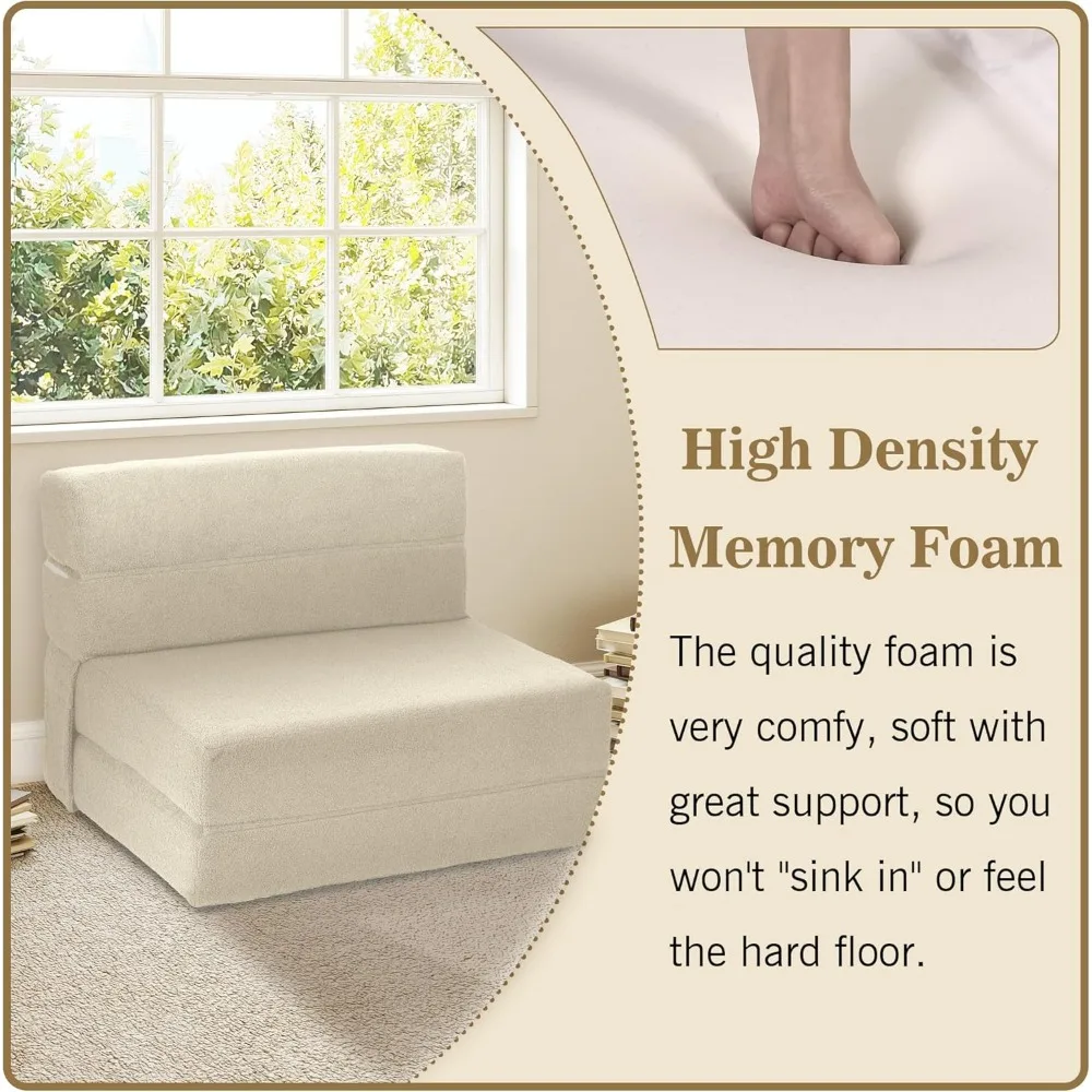 Sofá cama futón de espuma viscoelástica, colchón de suelo convertible con respaldo, cómoda silla para salas de estar