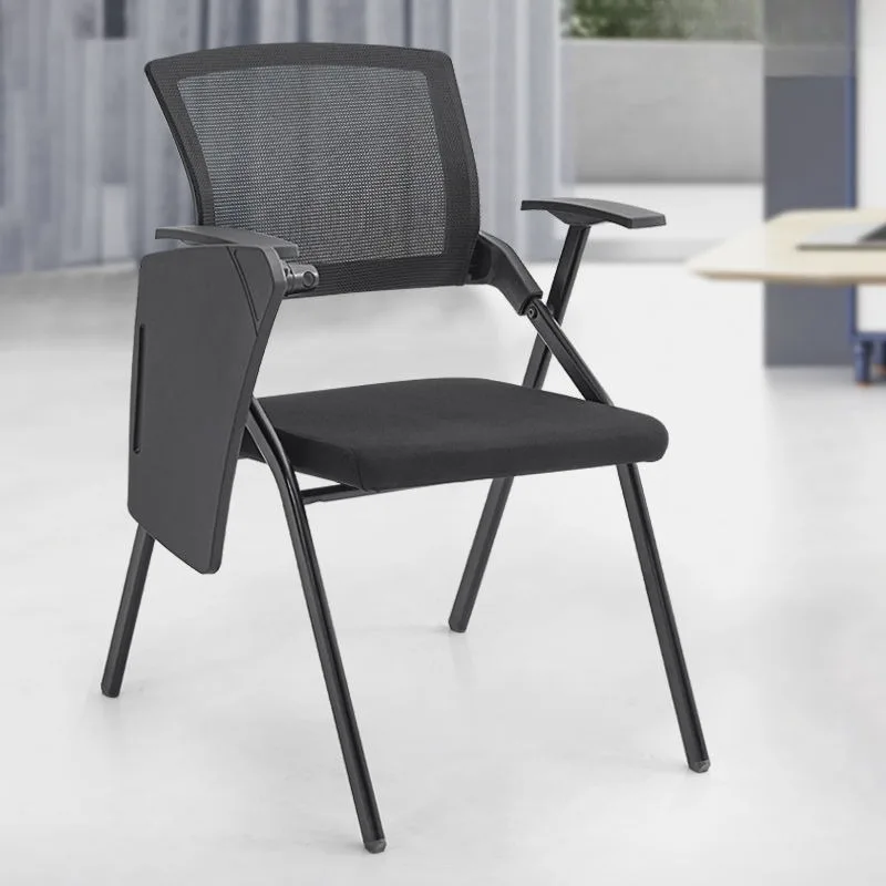 Yuqiang simple with writing board training office staff chair folding net computer chair with wheels leisure chair seat