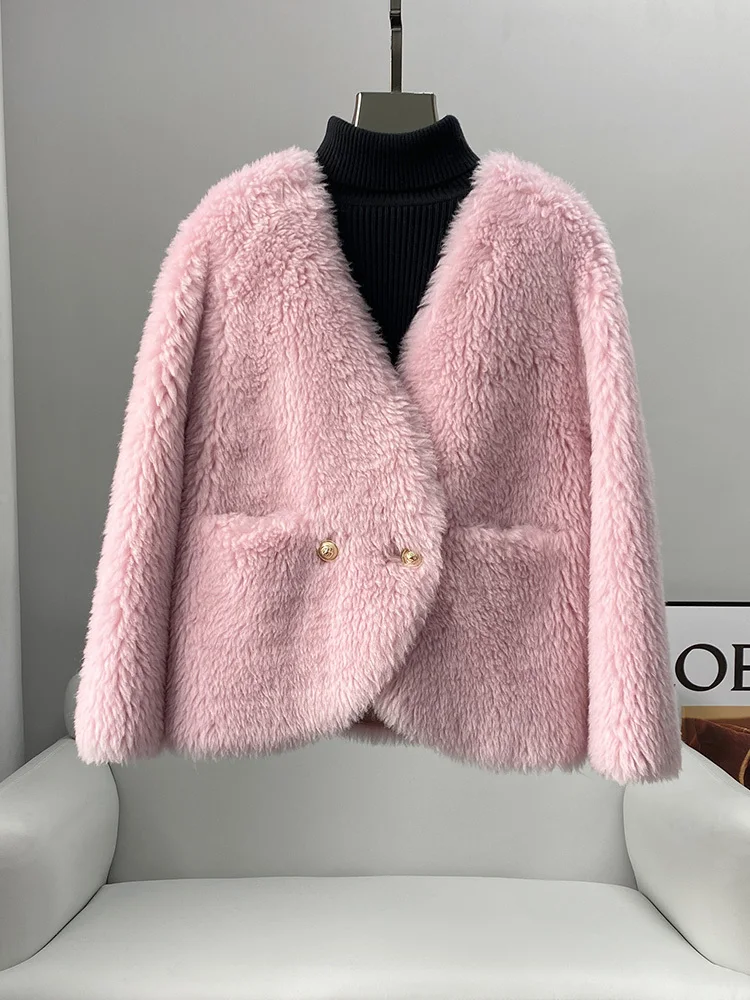 

Стрижка из овечьей шерсти для женщин, короткое меховое пальто из овечьей шерсти