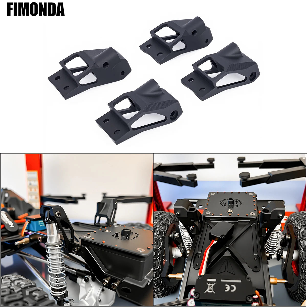 Aluminum Front & Rear Extended Shock Towers (4pcs) - Upgrade Parts for 1/10 VS4-10 Phoenix RC Crawler Chassis