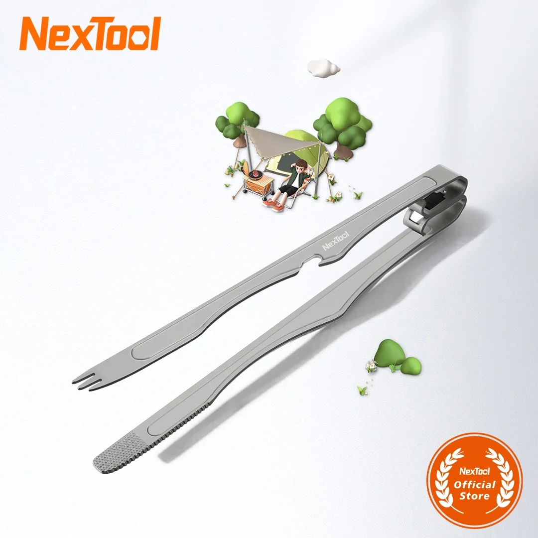 Nextool Multifunctional Titanium Clip 4-in-1 Detachable Knife Fork Barbecue Kitchen Steak Barbecue Special Clip Camping Utensil