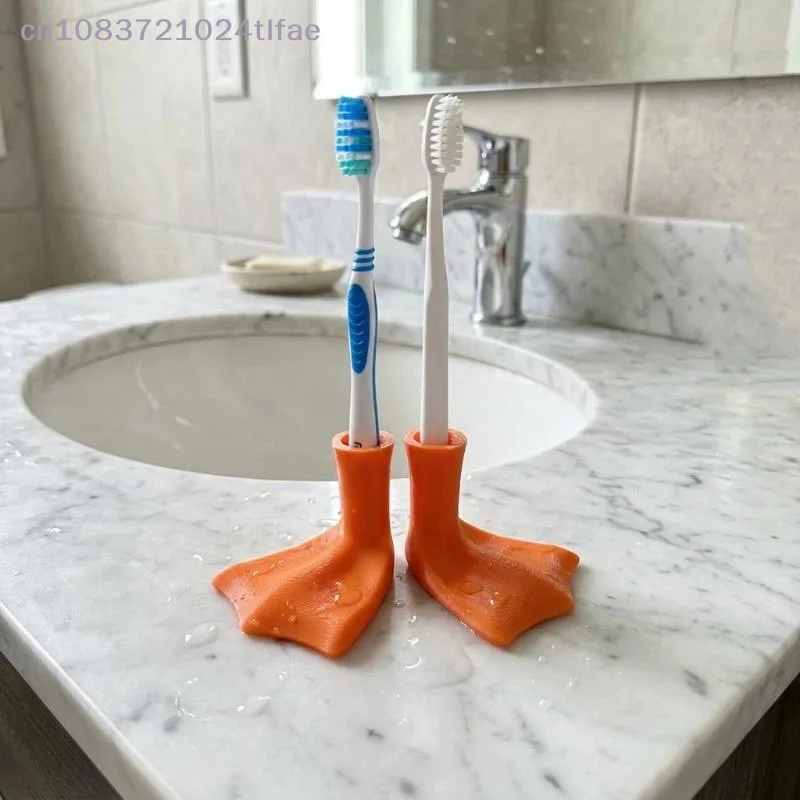 {YY30} 1/2 Pcs Duck Foot Toothbrush Holder, Creative Duck Paw Design Toothbrush Stand, Universal Bathroom Countertop Organizer