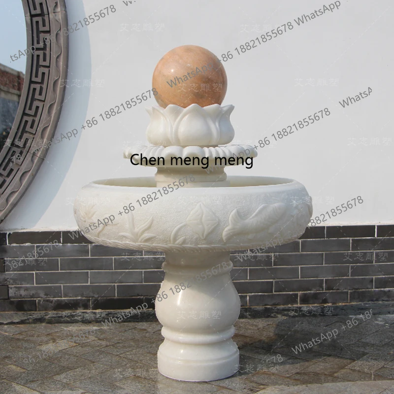Marble feng shui ball indoor floor-to-ceiling waterscape pool modern simple living room decoration ornament