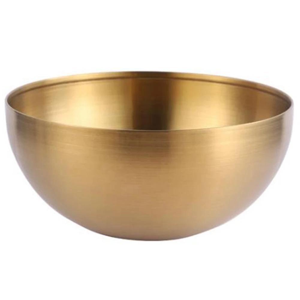 Cuencos de acero inoxidable de gran capacidad para ensalada, cuencos coreanos para sopa, arroz, fideos, Ramen, contenedor de alimentos de cocina, dorado, 15x7cm