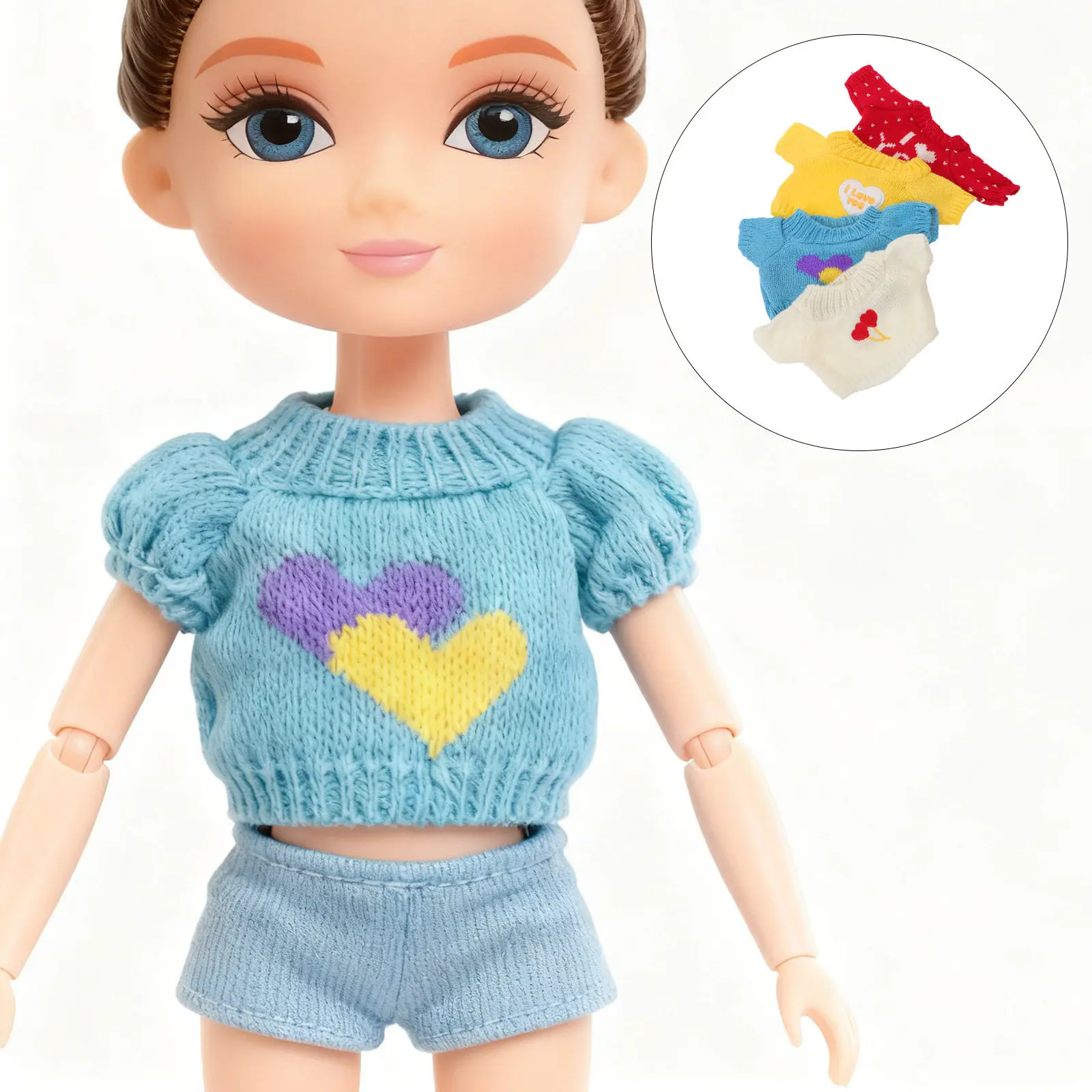 

4Pcs Heart Valentine Bear Shirts Soft Yarn Sweater Clothes for 30Cm 12 Inch Small Stuffed Animal Dress-Up Accessories