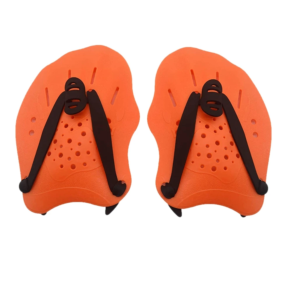 1 Pair Swimming Training Hand Paddles,with Adjustable Straps, Swimming Training Aid,for Adults Kids Unisex Orange