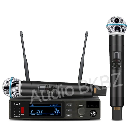 Imagen 2 del producto QXD24-SLXD sistema con micrófono inalámbrico profesional True Diversity UHF 2 canales puesta en escena Karaoke transmisor de mano