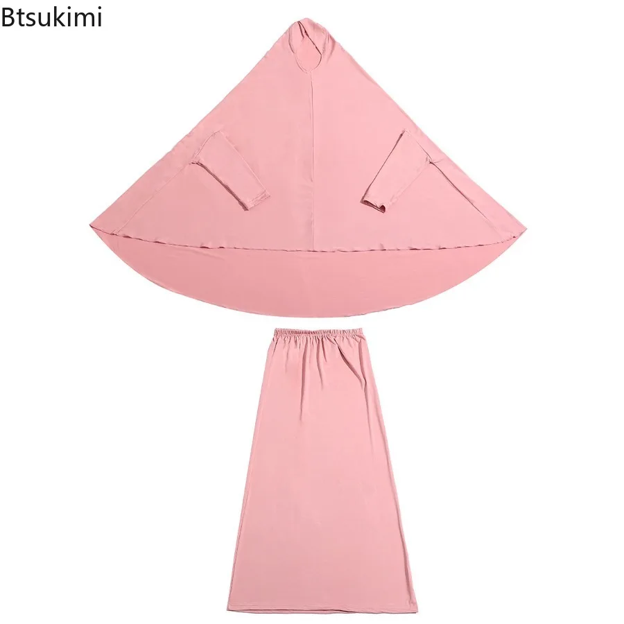 

Ид Мусульманский Детский Хиджаб Молитвенные Платья Детская Одежда Для Девочек Химар Юбка Абая Комплекты из 2 предметов Полный Чехол Одежда Рамадана с Капюшоном