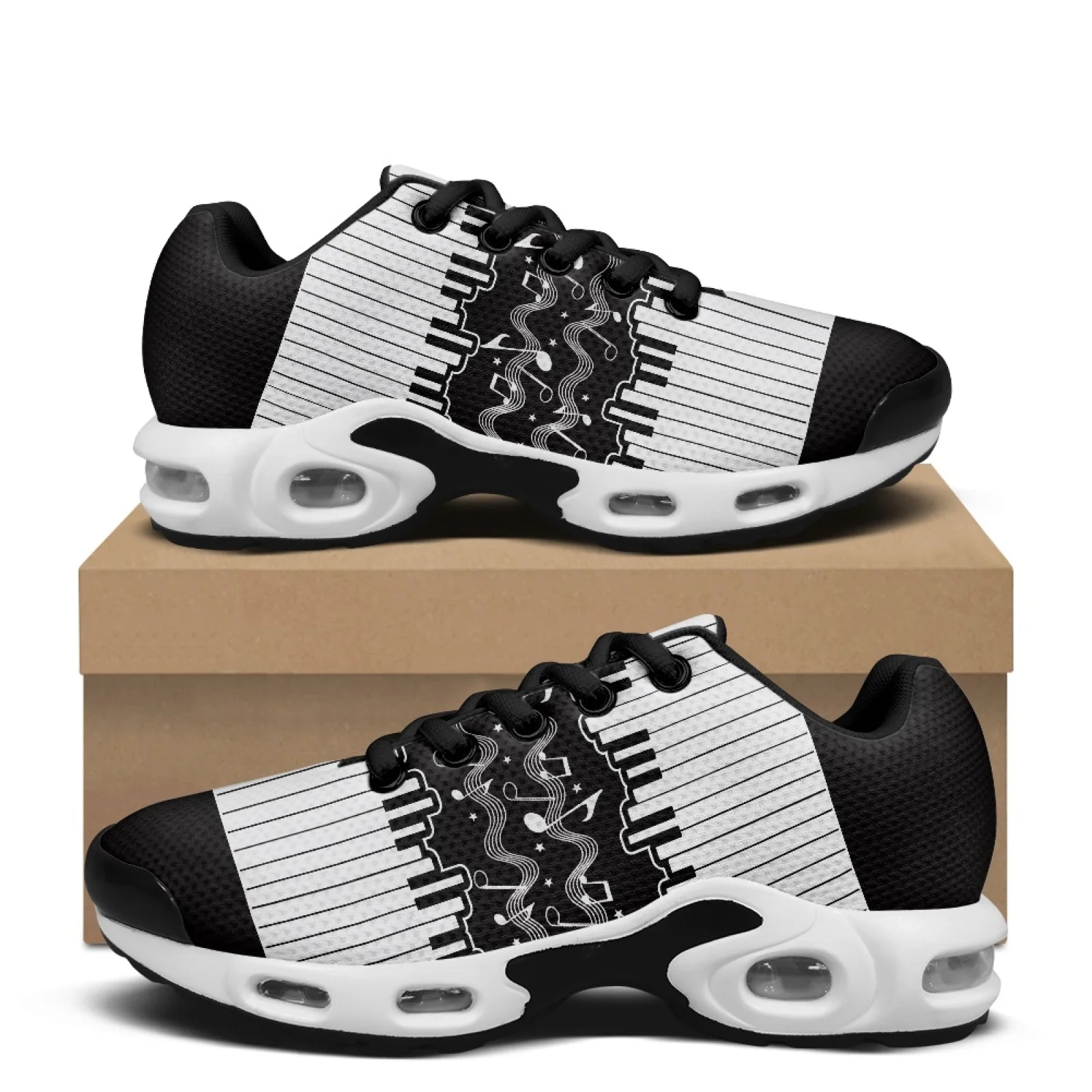 PENSTROLL Piano Notes Pattern Soft Walking Shoes Men's Air Running Shoes for Fitness Breathable Soft Sole Walking Shoes