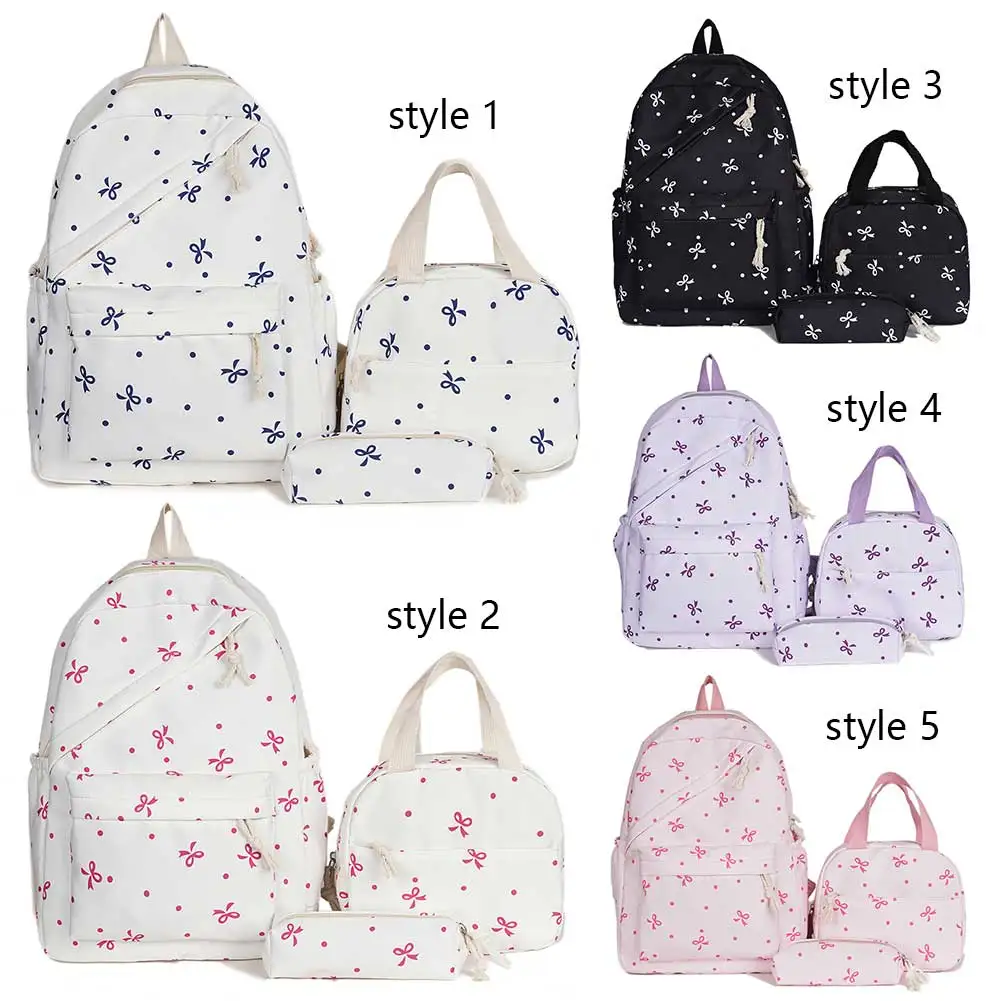 

3pcs Bow Tie Cute Girl Backpacks with Lunch Box and Pencil Case School Backpack Set Student Backpack for Teens Women Student