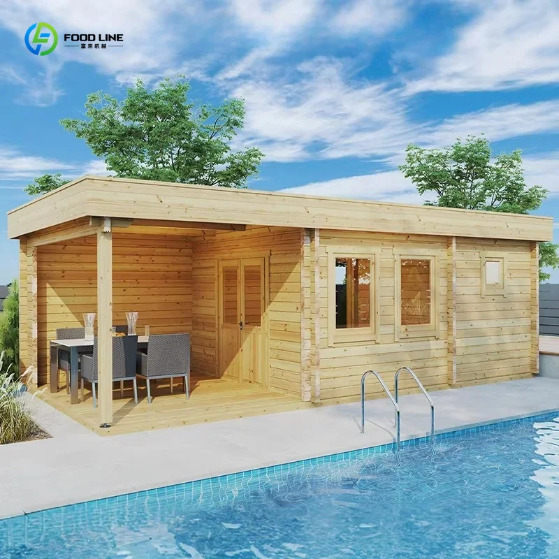 Commercial Multi-Room Outdoor Sauna Center All-Weather Garden Sauna With Complete Shower And Restroom Facilities