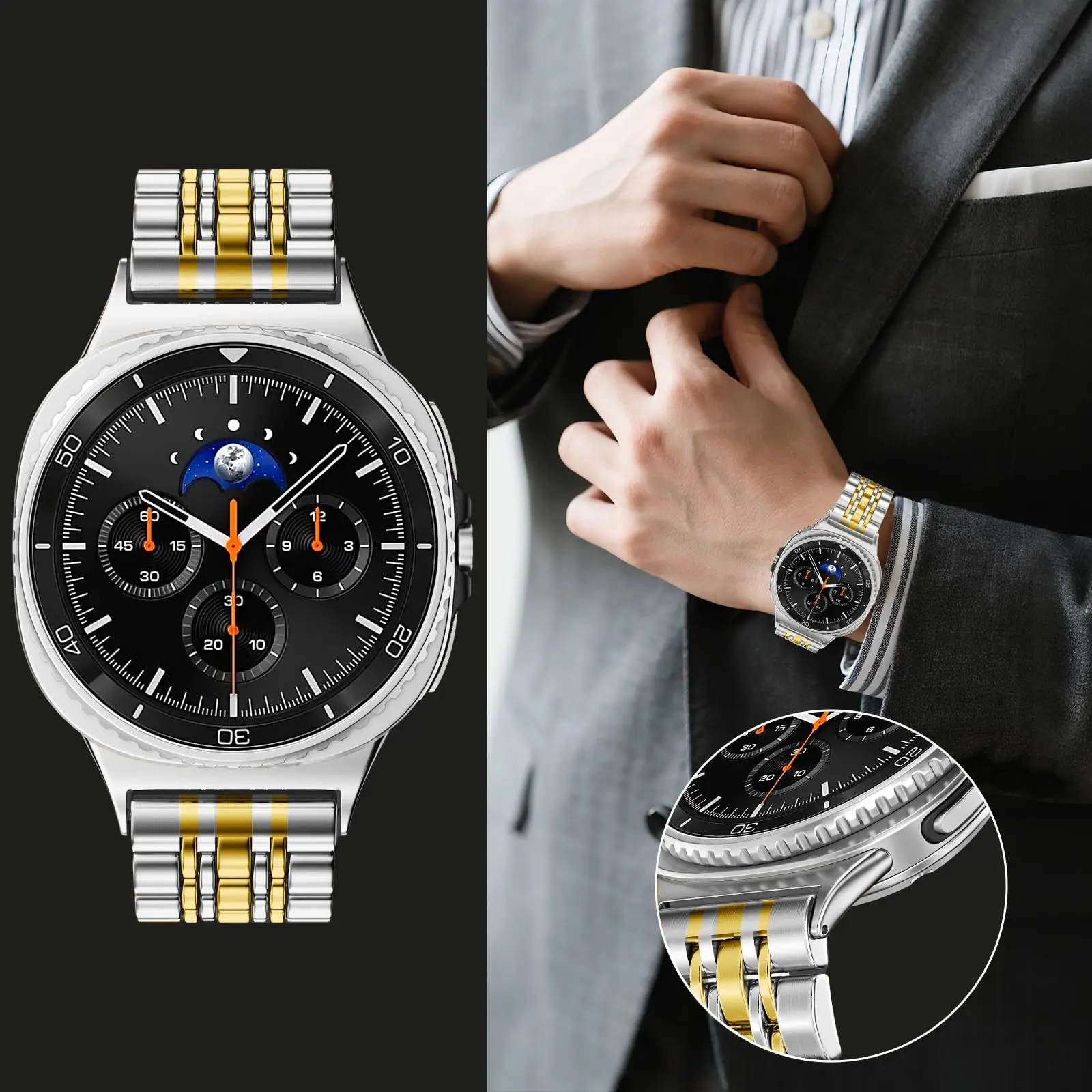 لساعة سامسونج جالاكسي 8 40/44 مللي متر 8 كلاسيكي 46 مللي متر سوار معدني لساعة جالاكسي الترا 2025 47 مللي متر سوار فولاذي غير قابل للصدأ معصمه