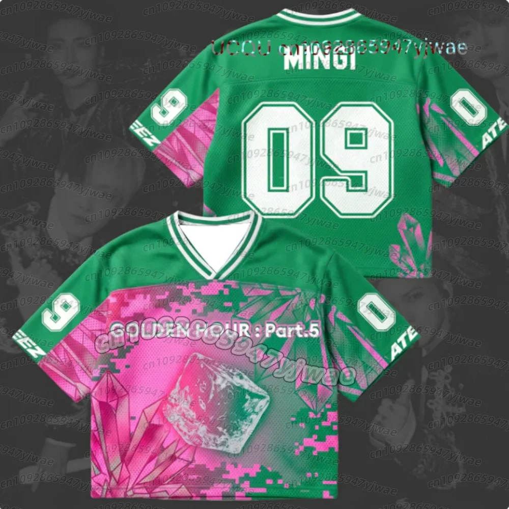 26 Summer Men's Women Short Sleeve Chrysalis Golden Hour Part 5 Album ATEEZ Mixed Mesh Jersey Kpop Jersey Child-Parent T-Shirt view 4