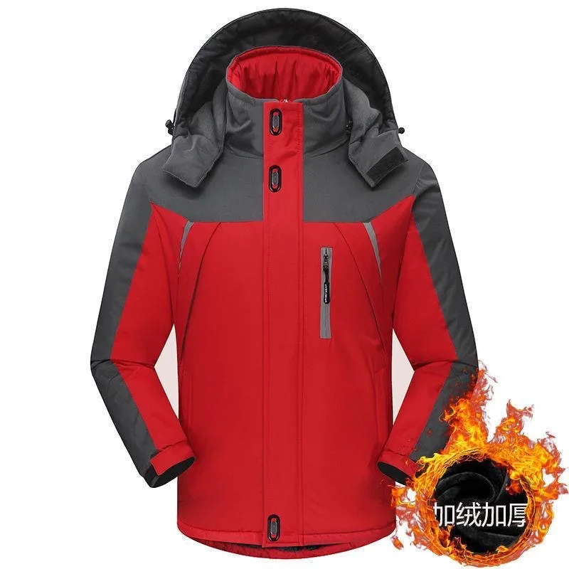 2024 Autumn and Winter New Fashion Waterproof Outdoor Sports Hooded Coat Men\'s Casual Loose Plus Fleece High Quality Trench Coat