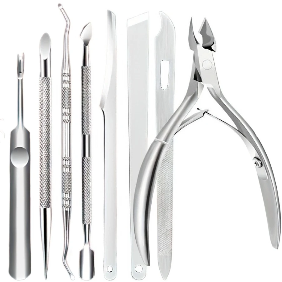 8-teiliges Maniküre-Werkzeugset, Edelstahl-Nagelhautzange-Set, Multifunktionale Nagelpflege- und Hornhautentferner-Werkzeuge für Maniküre