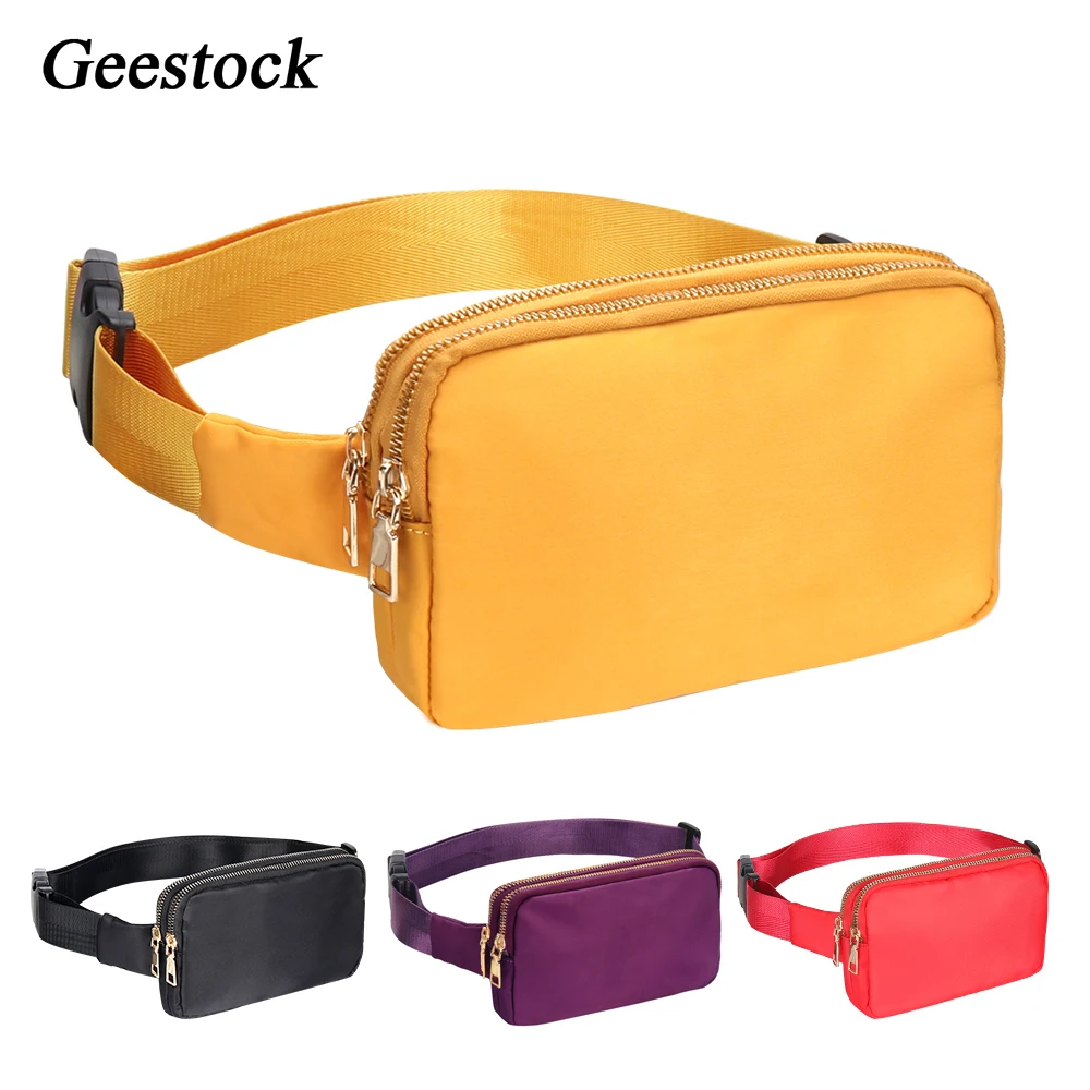 Geestock Fashion Waist Pack Bag Dual Zipper Belt Bags For Women Waterproof Fanny Pack Shoulder Chest Pack Ladies Bum Hip Bag