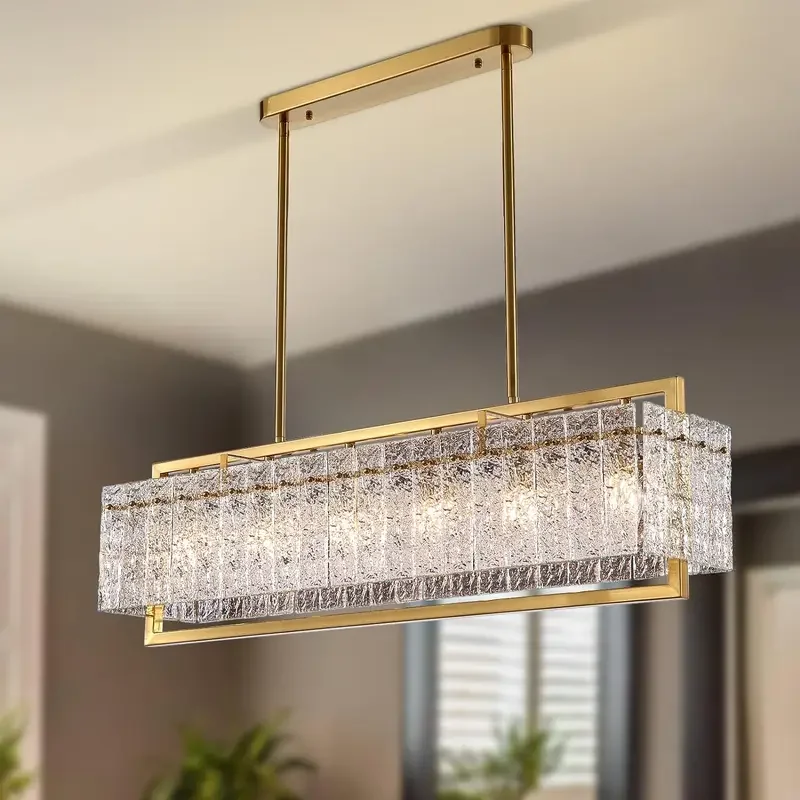 

American Luxury Water Ripple Glass Restaurant Chandelier Post-Modern Creative Design Living Room Home Decor Led Lighting Fixture