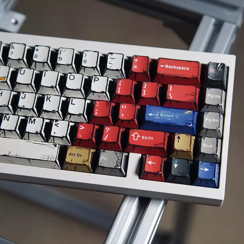 أغطية مفاتيح خفيفة مختلطة على الطراز الهزلي ملف تعريف الكرز الكرز PBT 141 أغطية مفاتيح التسامي للوحة المفاتيح الميكانيكية للألعاب MX Switch #5