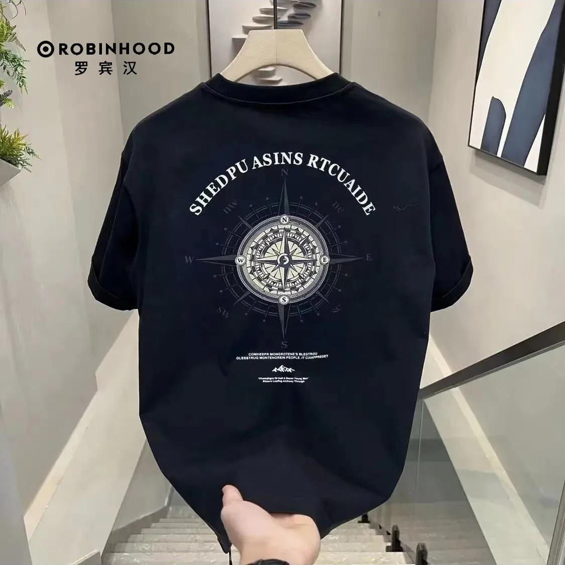 

2025 Cotton T-shirt Short-sleeved New Summer Men's T-shirt Letters Outdoor Sports Printing Trend Ins