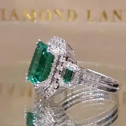 Green Cubic Glass Filledia Women's Ring Luxury Wedding Engagement Party Ring Anniversary Gift 2022 New Jewelry Jewelry for Women