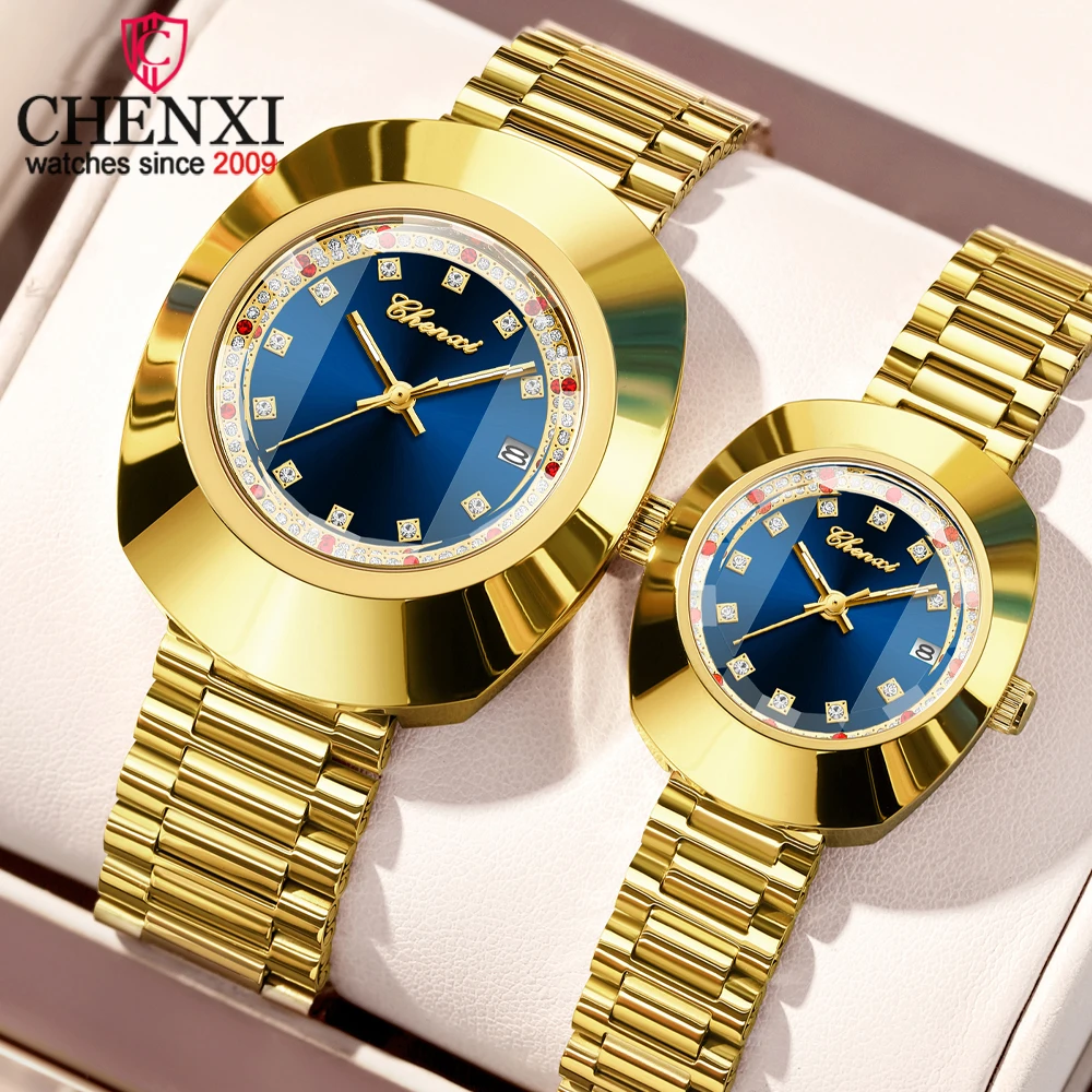 relogio-de-pulso-classico-de-luxo-chenxi-para-casais-em-aco-inoxidavel-dourado-com-display-de-data-a-prova-d'Agua-e-luminoso