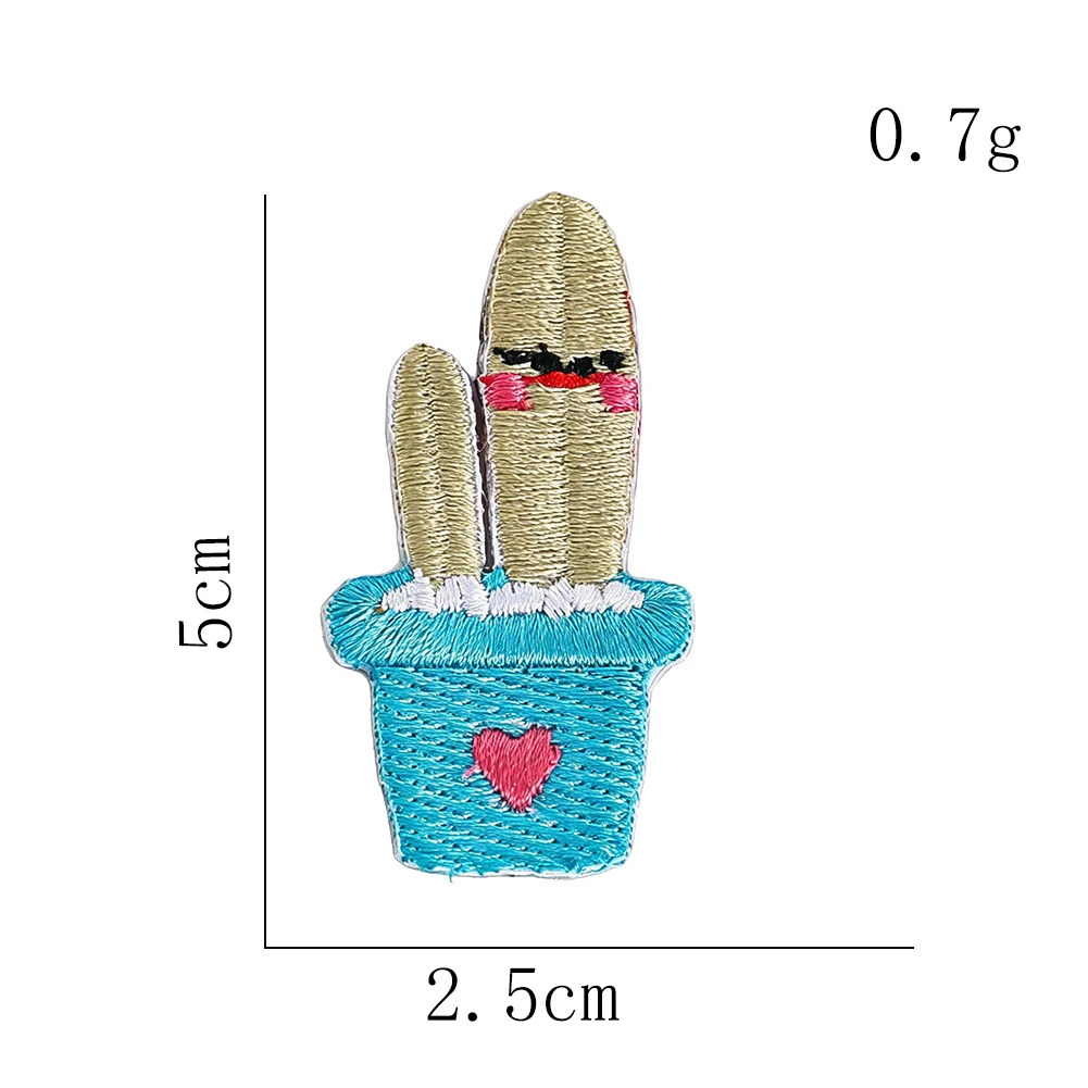 Niedlicher Kaktus-Stickerei-Aufnäher zum Aufbügeln oder Aufnähen, Topfpflanze mit Gesicht für Kapuzenpullover, Rucksäcke, Kawaii-Stil, Geschenk für Freundinnen – Detail 10