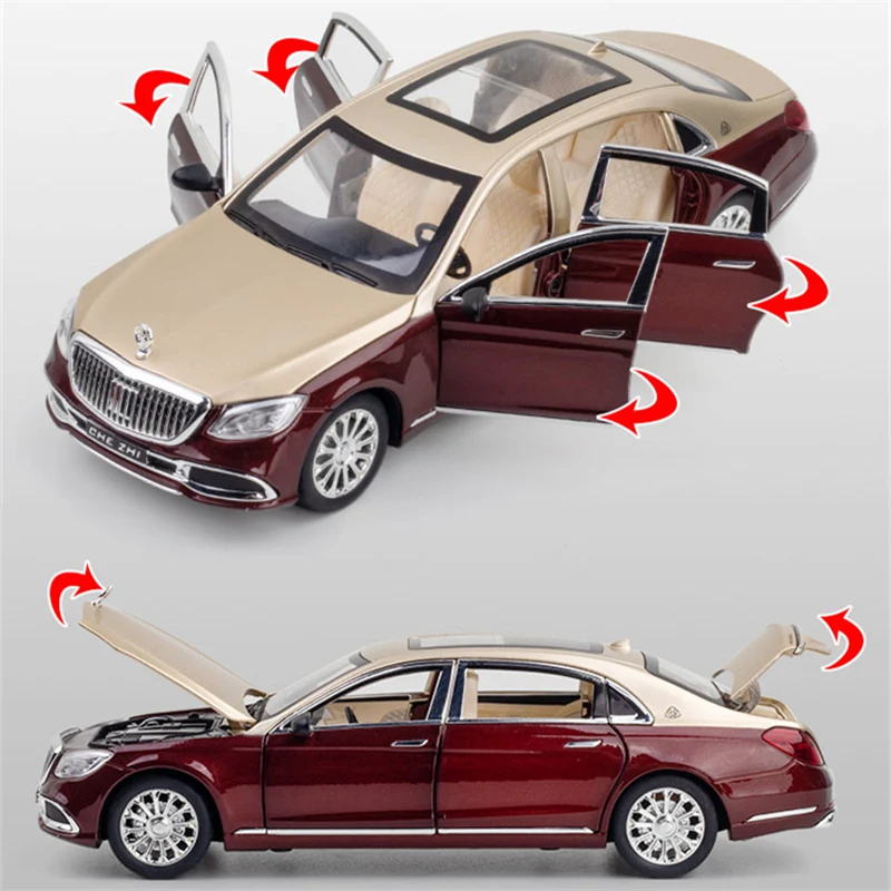 1:24 Maybach S600 S650 Alloy Luxy Car Model Diecasts Metal Toy Vehicles Car Model High Simulation Sound and Light Childrens Gift