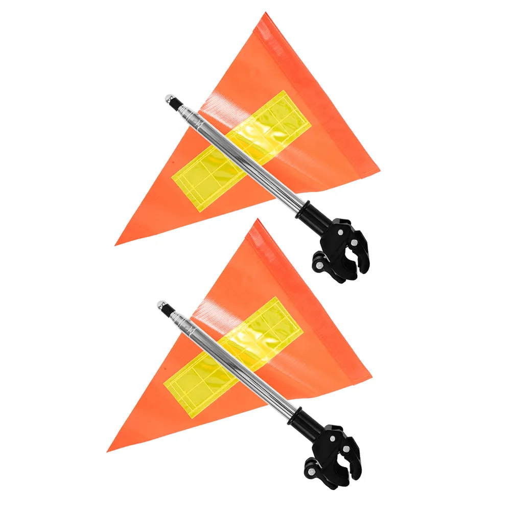

2Pcs Safety Flags Adjustable Telescopic Poles High Visibility Reflective Triangle Flags for Golf Cart Wheelchair Stroller