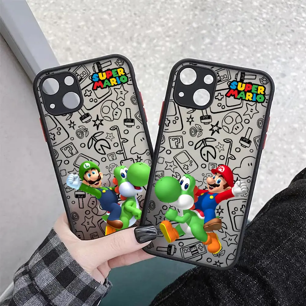 Luxury M-Marios Armor Matte Apple Case For iPhone 15 14 13 11 Pro Max 12 Mini XR XS X 7 8 Plus Clear Funda Cover Super-Bros Game