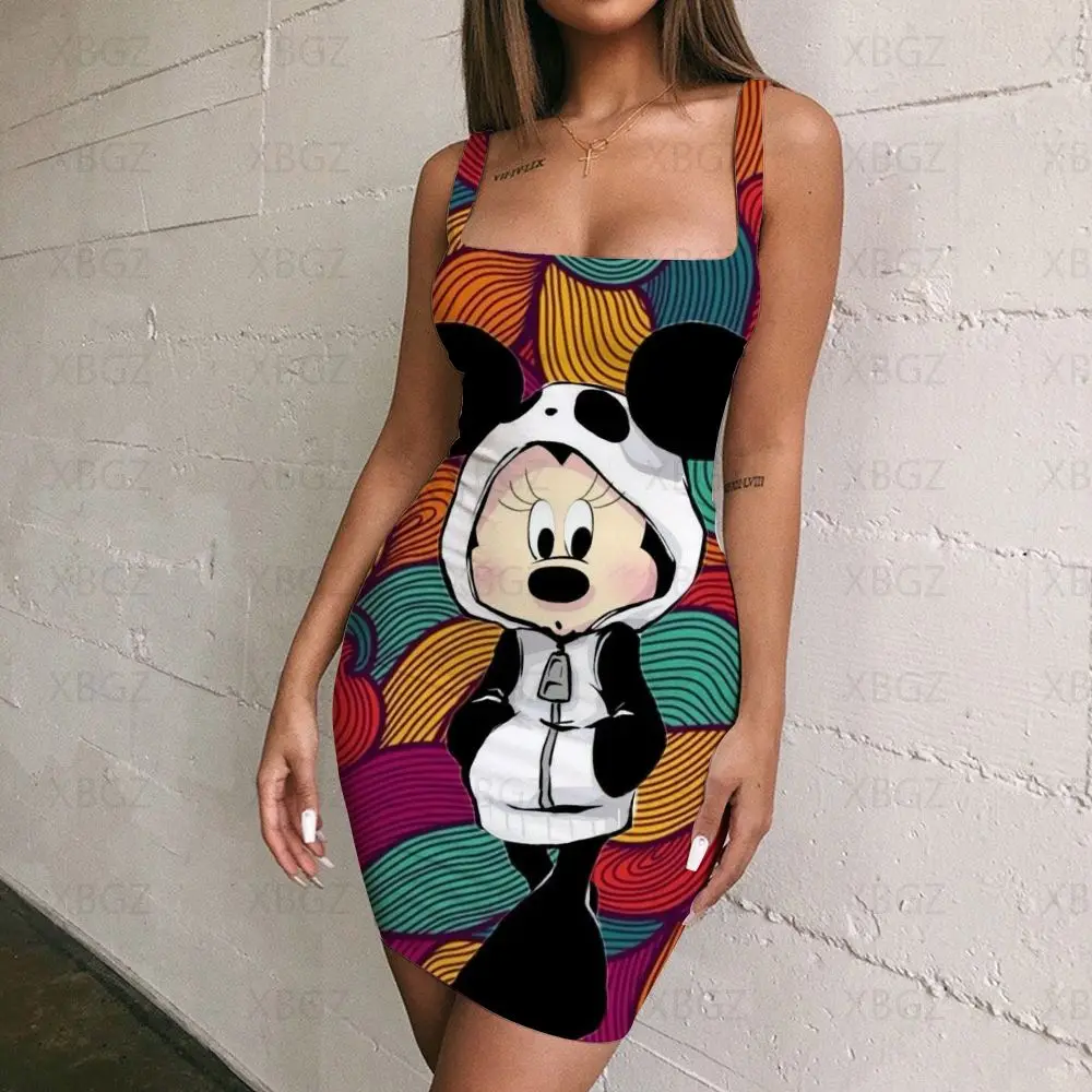 

Prom Dresses Mickey Disney Elegant Women Fashion Evening Minnie Mouse Bodycon Dress Sling Y2k Print Mini Sexy Chic Woman Party