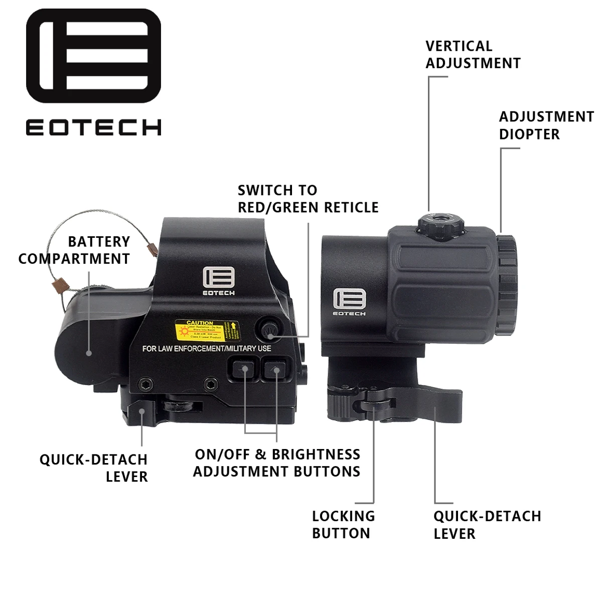 EOTECH G33 G43 3X G45 5X المكبر 558 المجسم كوليماتور ريد دوت البصر 4X32 البصر مع ريد دوت الألياف البصرية الحقيقية RifleScope