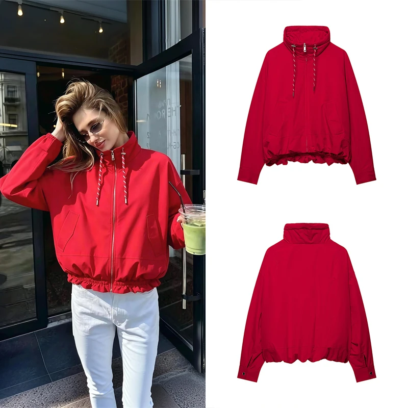 Guobioziy Women's Casual Water-Resistant Cotton Jacket 2026 Spring-Autumn Euro-American Fashion Trend Slim Daily Classic Street