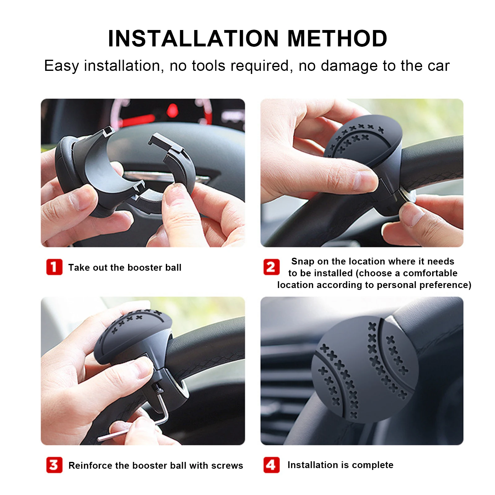 Car Steering Wheel Booster 360 Degree Rotation Steering Wheel Knob Ball Labor-saving One Hand Car Turning Helper Steering Booste