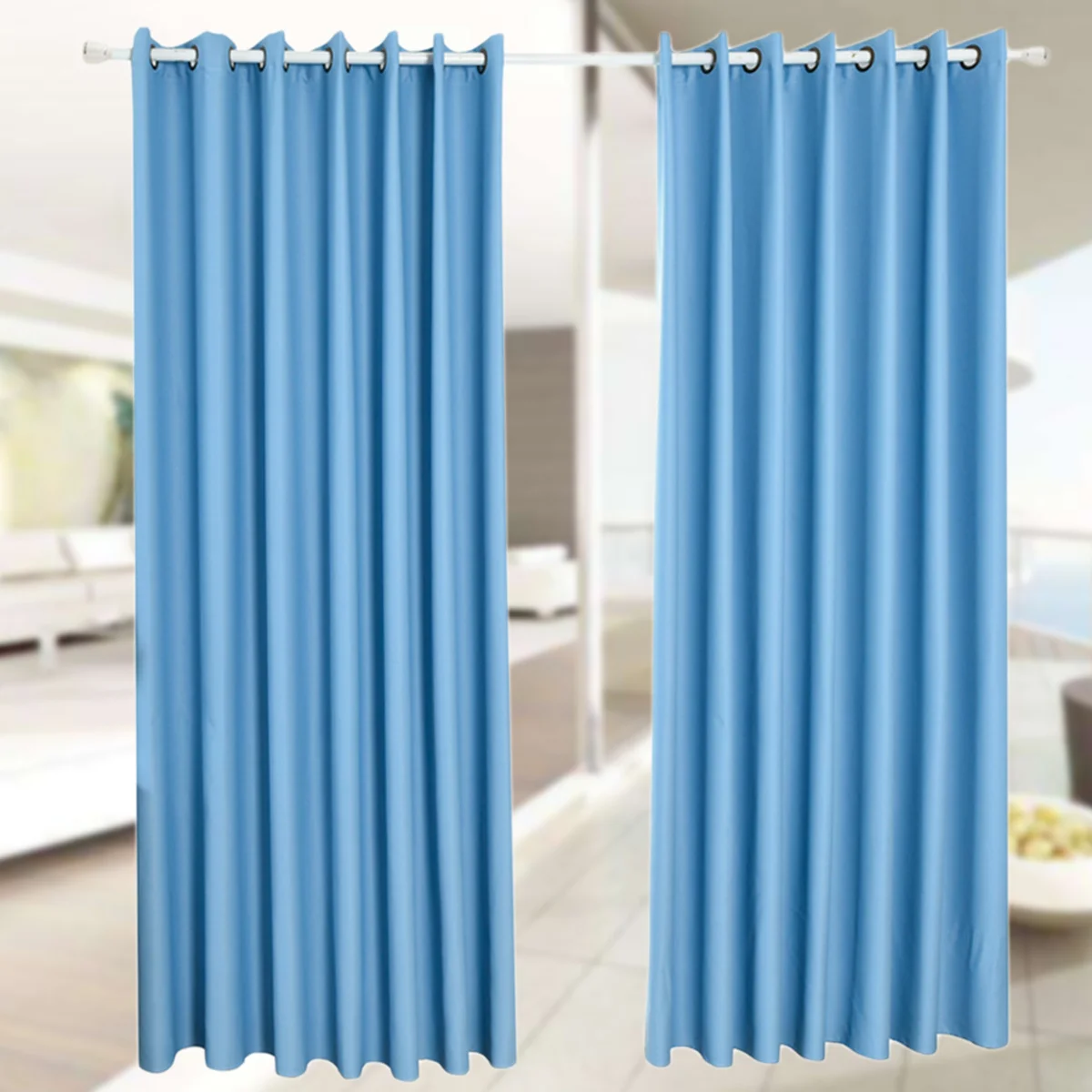 

Pair Textured Blackout Window Curtains Thermal Insulated Thick Sleep Darkening Drapes 100x250 Blue Window Curtain