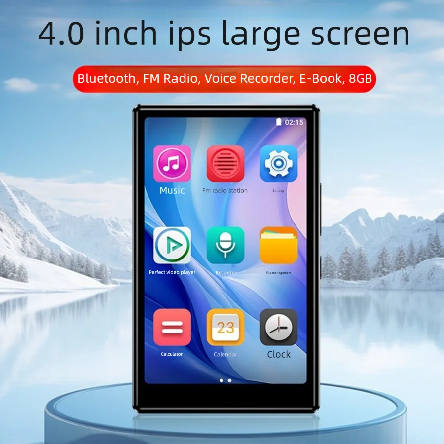 Bluetooth Mp3 Player 4.0 Inch Touch Screen Android 8.1 HiFi Lossless Music Type-C Mp4 Player Sports Walkman Built-in Speaker