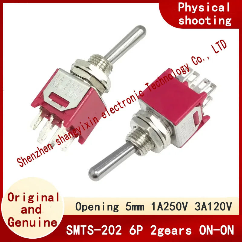 

Тумблер 1A250V 3A120V Оригинальный SMTS-202 Открытый 5 мм 6-контактный второй переборник Кнопочный переключатель ВКЛ-ВКЛ Поворотный переключатель