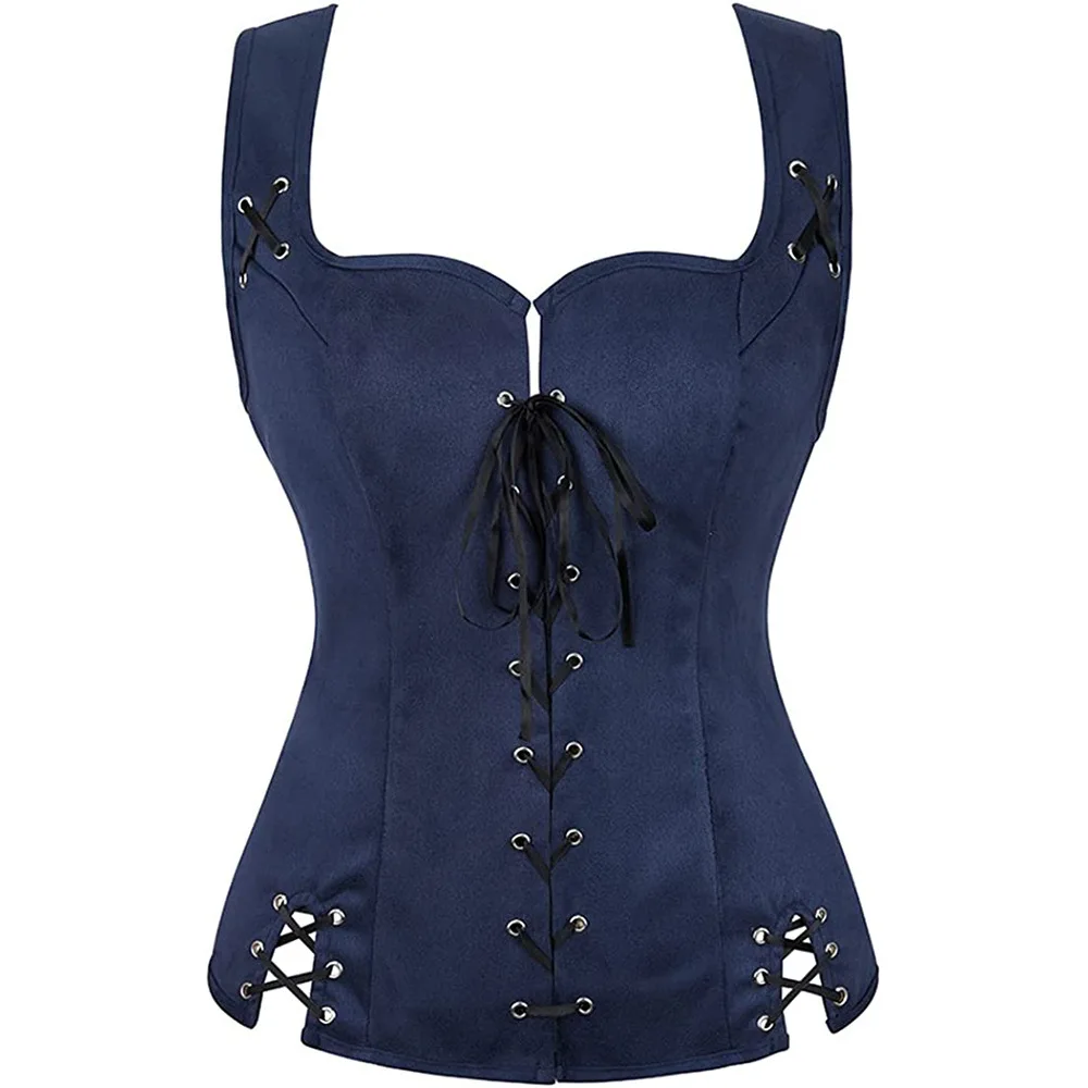 Sexy Women Medieval Celtic Corset Top Lace Up Female Hunter Warrior Cosplay Costume Lady Waistcoat Renaissance Archer Pirate Ves