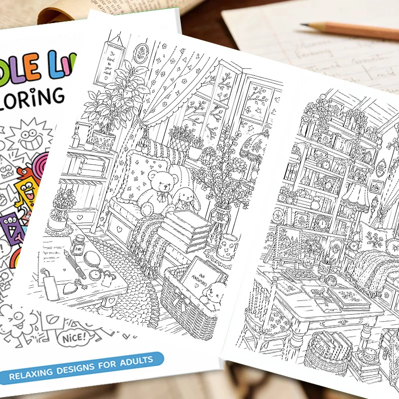 Doodle Line Coloring Book: Relaxing Patterns with 