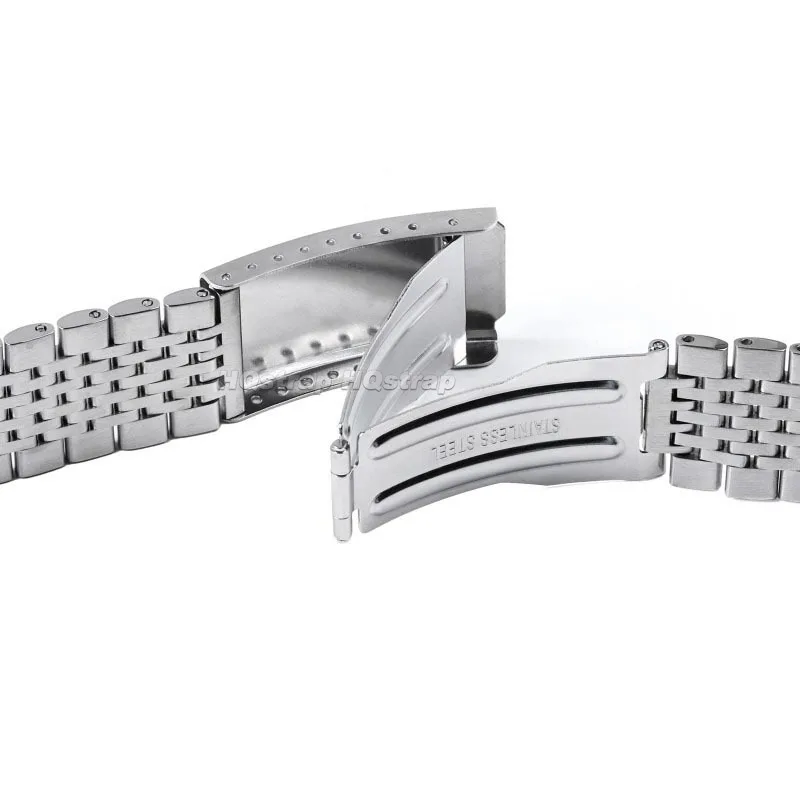 منحني نهاية مسطحة الفولاذ المقاوم للصدأ حزام 18 مللي متر 20 مللي متر 22 مللي متر الفرقة ل Seiko ل أوميغا سوار للطي مشبك مصقول ماتي معصمه #6