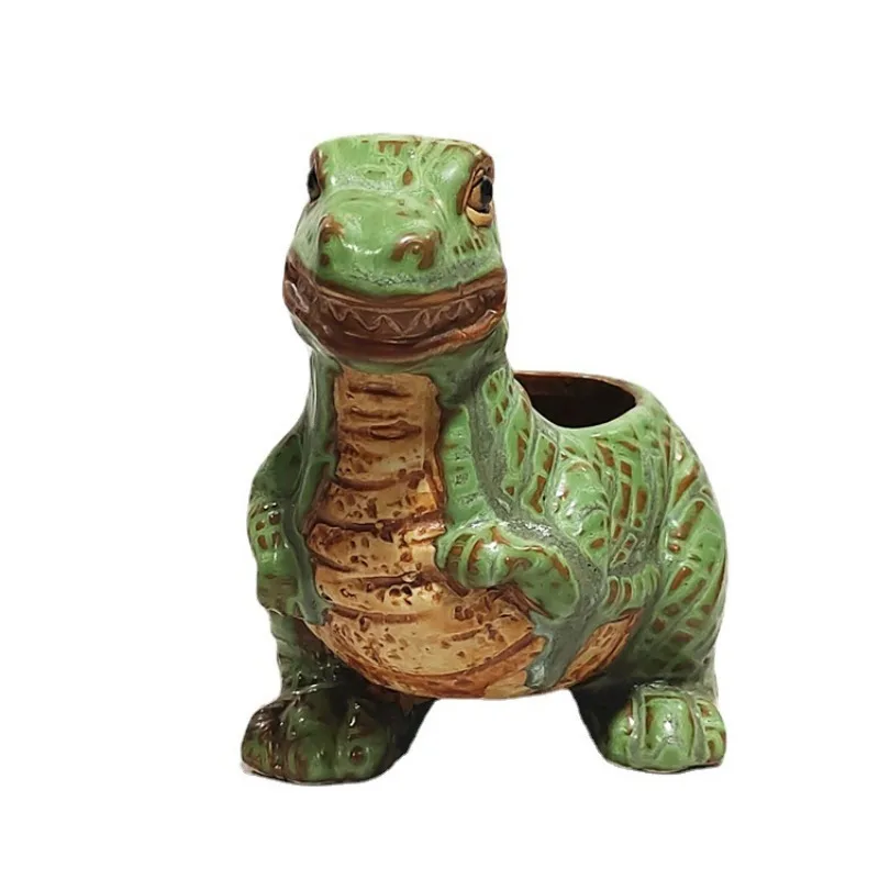 Cute Cartoon Dinosaur Ceramic Succulent Pot for Home Decor