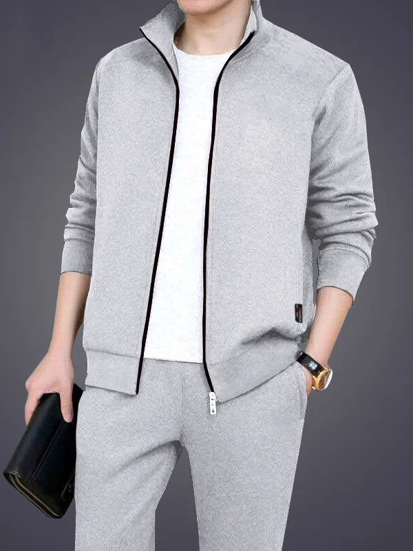 

Men's Casual Sports Two-Piece Set Zippered Long Sve Loose Fit Comfortable Polyester Blend Autumn Wear Chinese Manufacturer