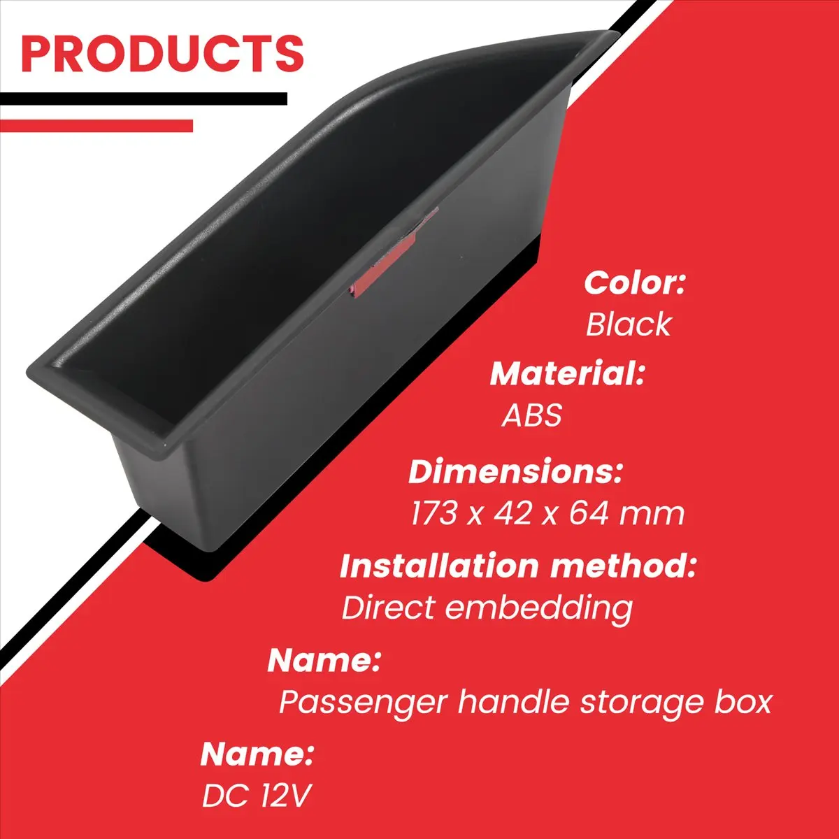 #11G (black)Front Row Door Side Storage Box Handle Armrest Phone Container,Automotive Parts & Accessories