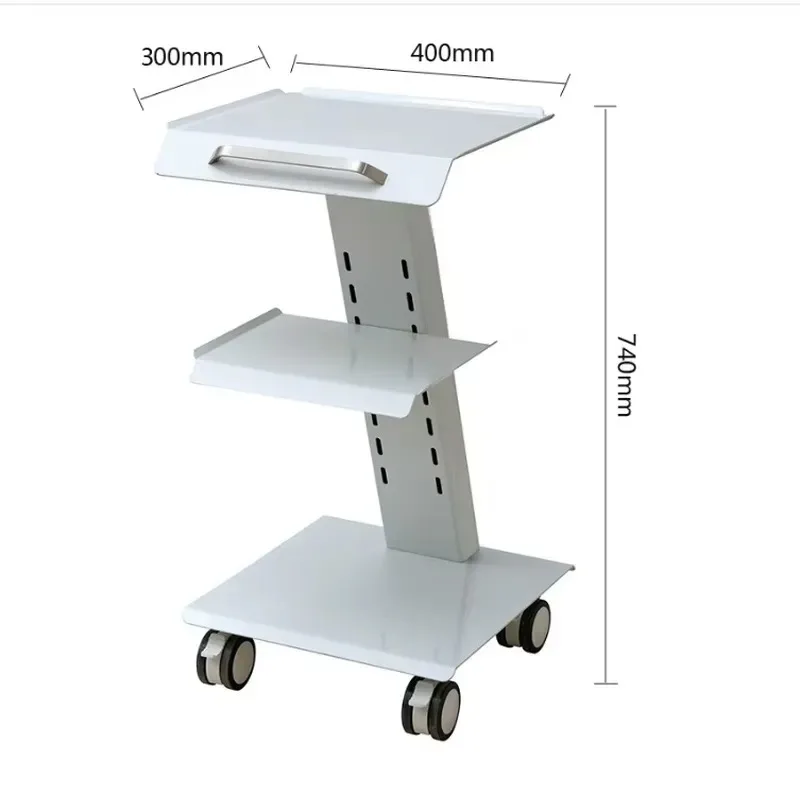 3 Tier Metal Trolley with Socket for Beauty Salon Dental Tool Storage Cart White Mobile Stand
